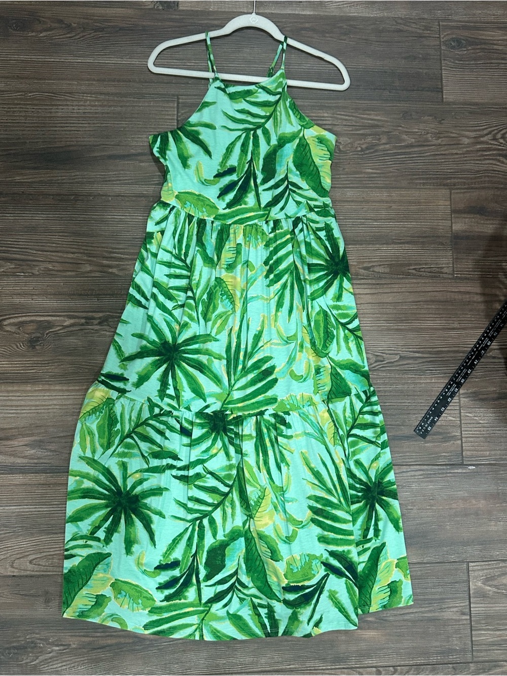 Tropical Green Leaf Summer Hawaiian Vacation Cruise Beach Maxi Dress - Picture 14 of 16